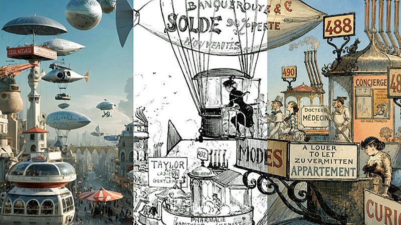 Affiche  réalisée à partir d'un dessin d'Albert Robida
